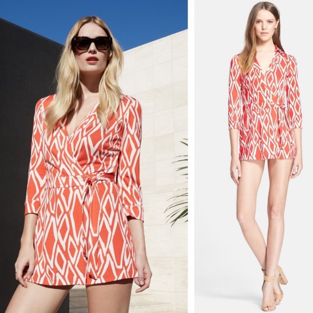 Diane Von Furstenberg Celeste Wrap Romper Jumpsuit